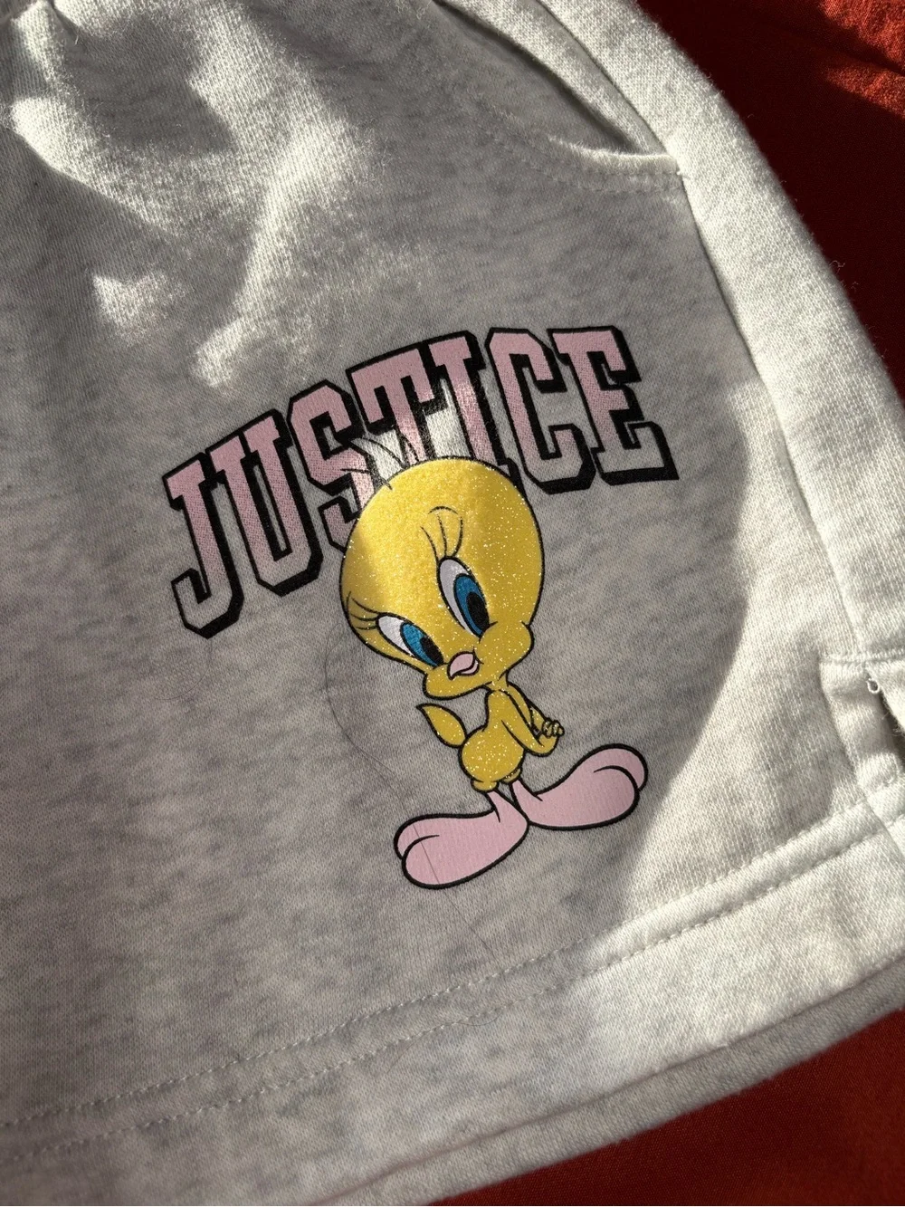 Justice Light Gray Tweety Graphic Skort with Pink Accents